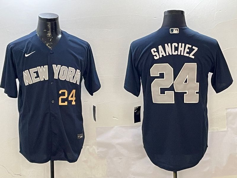 Men New York Yankees #24 Sanchez Blue Game 2025 Nike MLB Jersey style 3->new york yankees->MLB Jersey